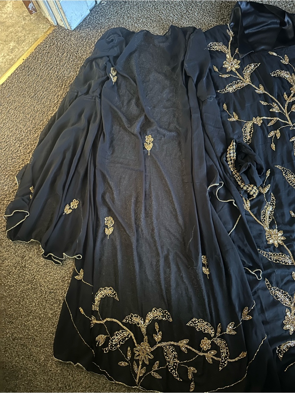 Elegant Black Embroidered Women's Dress